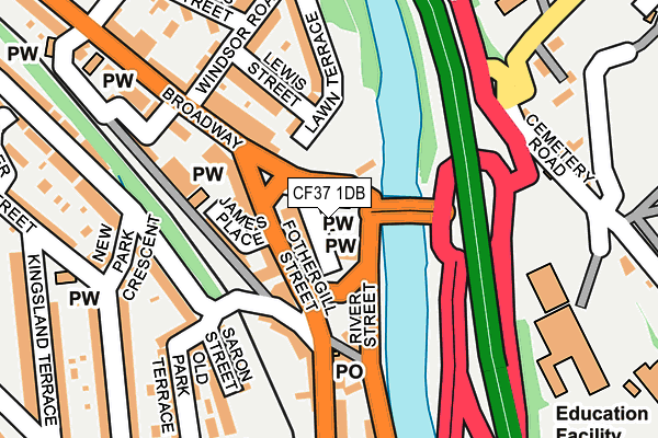 CF37 1DB map - OS OpenMap – Local (Ordnance Survey)