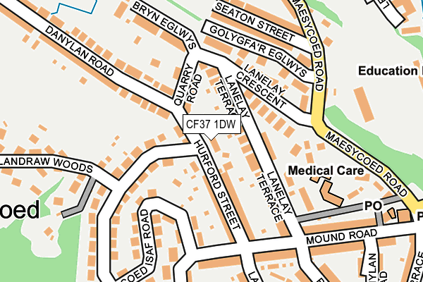 CF37 1DW map - OS OpenMap – Local (Ordnance Survey)