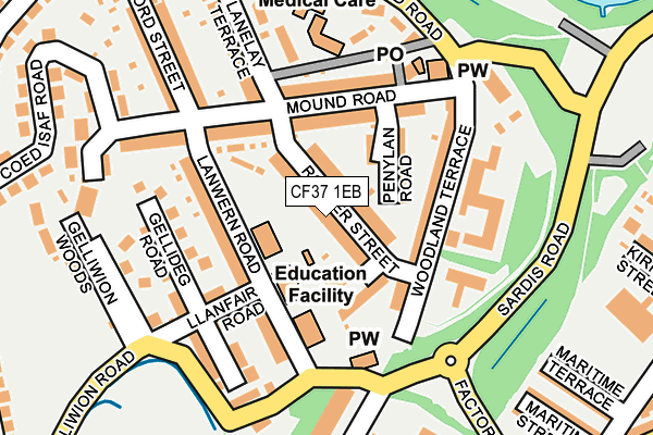 CF37 1EB map - OS OpenMap – Local (Ordnance Survey)