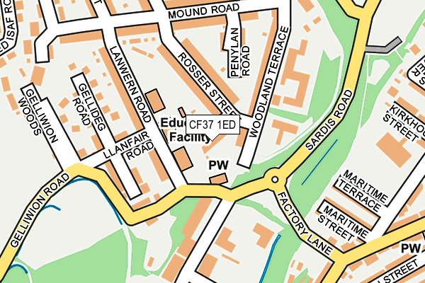 CF37 1ED map - OS OpenMap – Local (Ordnance Survey)