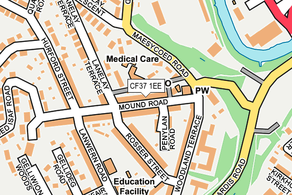 CF37 1EE map - OS OpenMap – Local (Ordnance Survey)