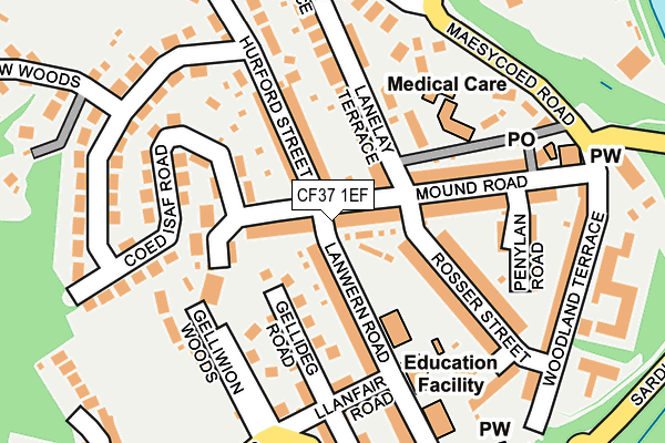 CF37 1EF map - OS OpenMap – Local (Ordnance Survey)