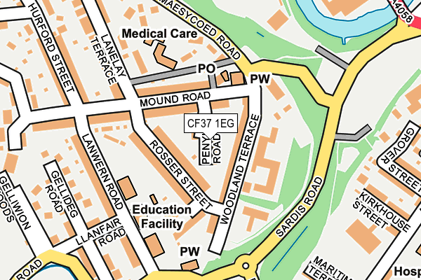 CF37 1EG map - OS OpenMap – Local (Ordnance Survey)