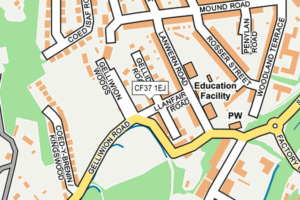 CF37 1EJ map - OS OpenMap – Local (Ordnance Survey)