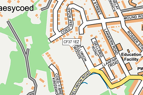 CF37 1EZ map - OS OpenMap – Local (Ordnance Survey)