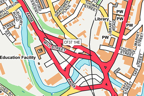 CF37 1HE map - OS OpenMap – Local (Ordnance Survey)