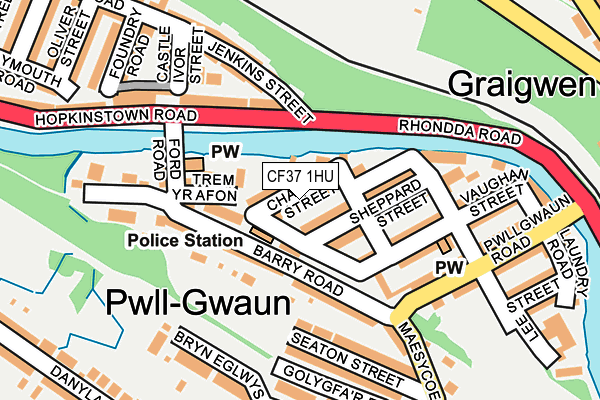 CF37 1HU map - OS OpenMap – Local (Ordnance Survey)