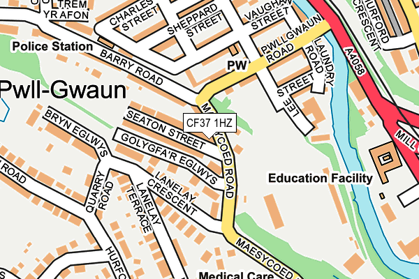 CF37 1HZ map - OS OpenMap – Local (Ordnance Survey)