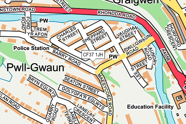 CF37 1JH map - OS OpenMap – Local (Ordnance Survey)