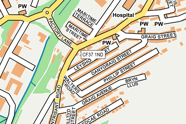 CF37 1ND map - OS OpenMap – Local (Ordnance Survey)