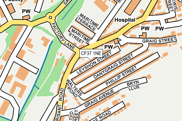 CF37 1NE map - OS OpenMap – Local (Ordnance Survey)