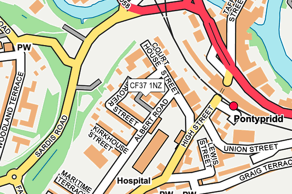 CF37 1NZ map - OS OpenMap – Local (Ordnance Survey)