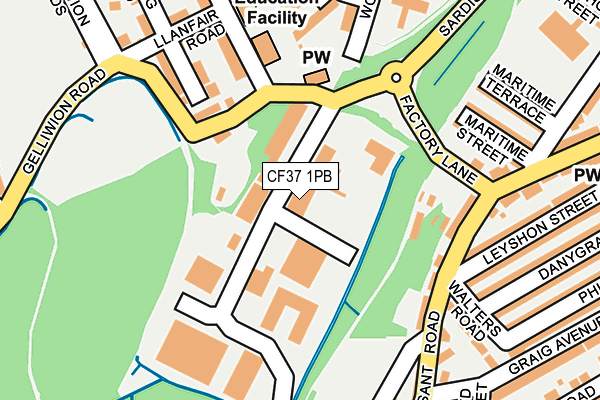 CF37 1PB map - OS OpenMap – Local (Ordnance Survey)
