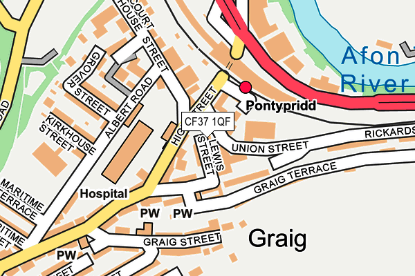 CF37 1QF map - OS OpenMap – Local (Ordnance Survey)