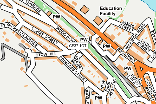 CF37 1QT map - OS OpenMap – Local (Ordnance Survey)