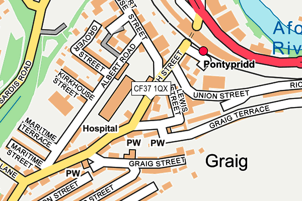 CF37 1QX map - OS OpenMap – Local (Ordnance Survey)