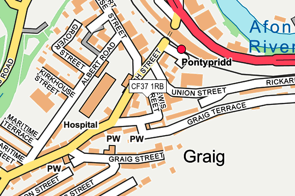 CF37 1RB map - OS OpenMap – Local (Ordnance Survey)