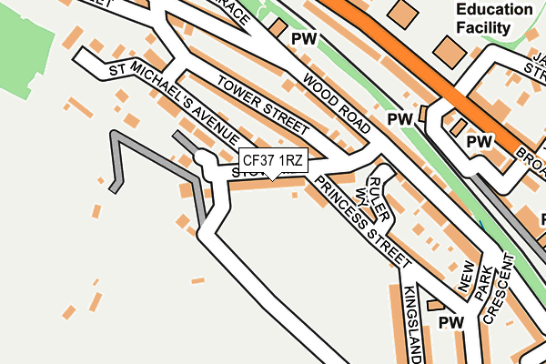 CF37 1RZ map - OS OpenMap – Local (Ordnance Survey)