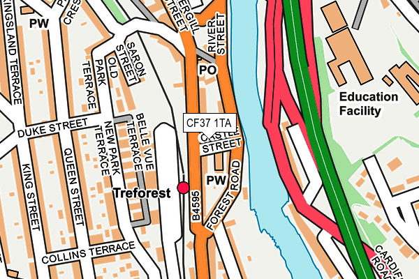 CF37 1TA map - OS OpenMap – Local (Ordnance Survey)