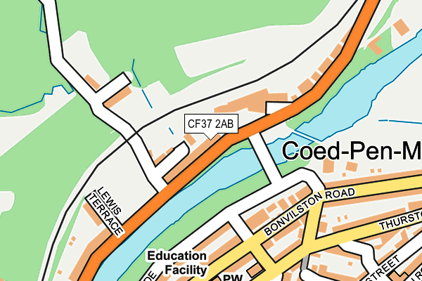 CF37 2AB map - OS OpenMap – Local (Ordnance Survey)