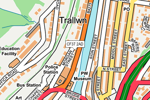 CF37 2AD map - OS OpenMap – Local (Ordnance Survey)