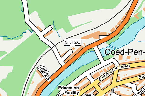 CF37 2AJ map - OS OpenMap – Local (Ordnance Survey)
