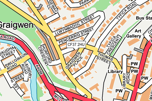 CF37 2HU map - OS OpenMap – Local (Ordnance Survey)