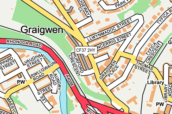 CF37 2HY map - OS OpenMap – Local (Ordnance Survey)