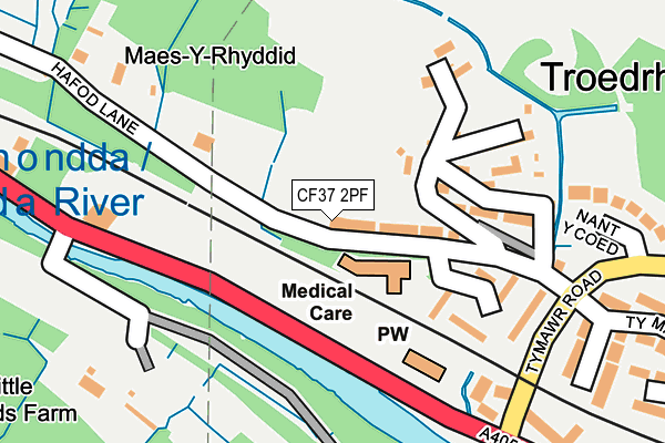 CF37 2PF map - OS OpenMap – Local (Ordnance Survey)