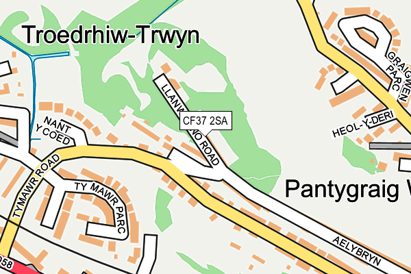 CF37 2SA map - OS OpenMap – Local (Ordnance Survey)