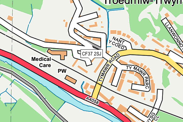 CF37 2SJ map - OS OpenMap – Local (Ordnance Survey)