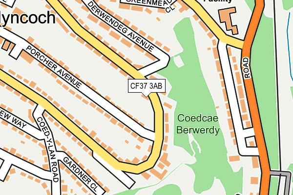 CF37 3AB map - OS OpenMap – Local (Ordnance Survey)