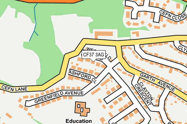 CF37 3AG map - OS OpenMap – Local (Ordnance Survey)