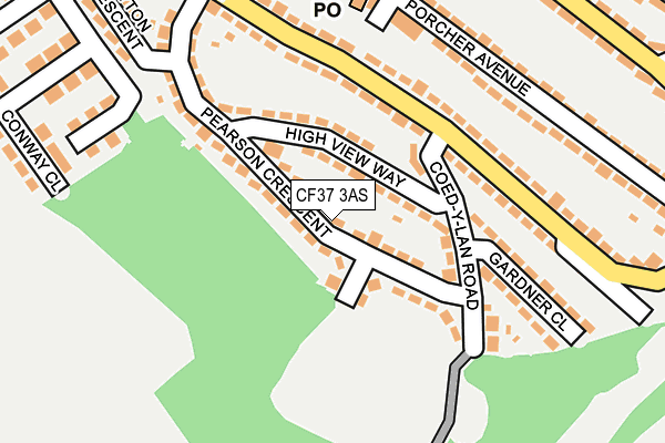 CF37 3AS map - OS OpenMap – Local (Ordnance Survey)