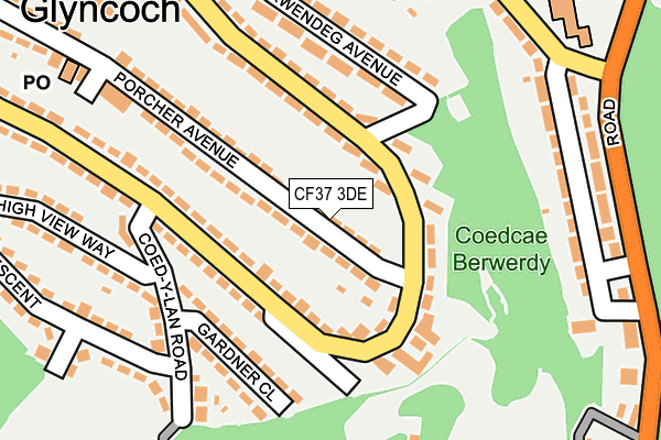 CF37 3DE map - OS OpenMap – Local (Ordnance Survey)