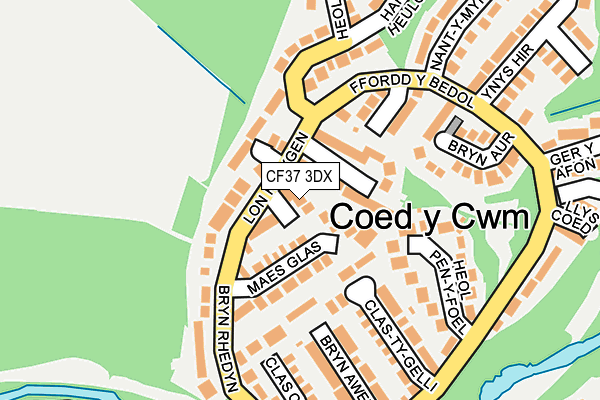 CF37 3DX map - OS OpenMap – Local (Ordnance Survey)