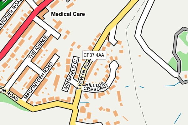 CF37 4AA map - OS OpenMap – Local (Ordnance Survey)