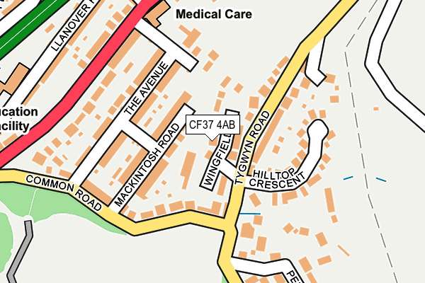CF37 4AB map - OS OpenMap – Local (Ordnance Survey)