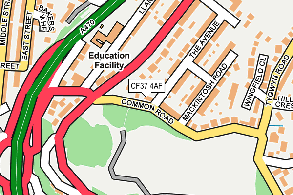 CF37 4AF map - OS OpenMap – Local (Ordnance Survey)