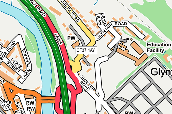 CF37 4AY map - OS OpenMap – Local (Ordnance Survey)