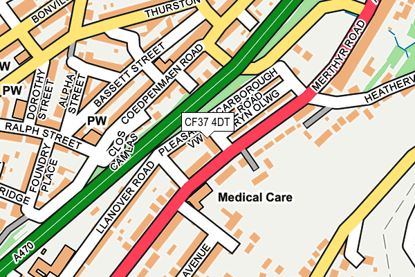 CF37 4DT map - OS OpenMap – Local (Ordnance Survey)