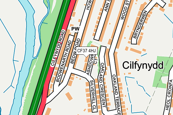 CF37 4HJ map - OS OpenMap – Local (Ordnance Survey)
