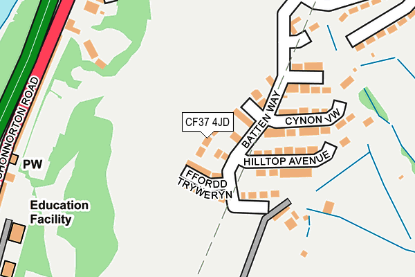 CF37 4JD map - OS OpenMap – Local (Ordnance Survey)