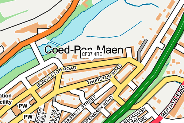 CF37 4RE map - OS OpenMap – Local (Ordnance Survey)