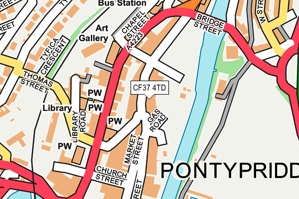 Map of PONTYPRIDD ANNA SHOP LTD at local scale