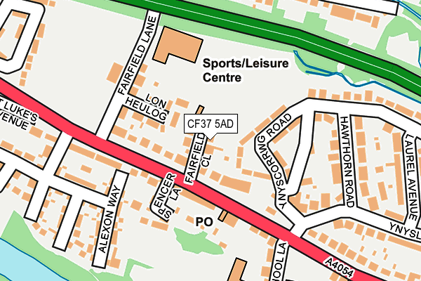 CF37 5AD map - OS OpenMap – Local (Ordnance Survey)