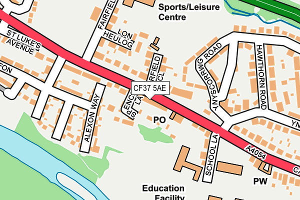CF37 5AE map - OS OpenMap – Local (Ordnance Survey)