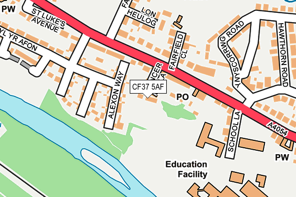 CF37 5AF map - OS OpenMap – Local (Ordnance Survey)