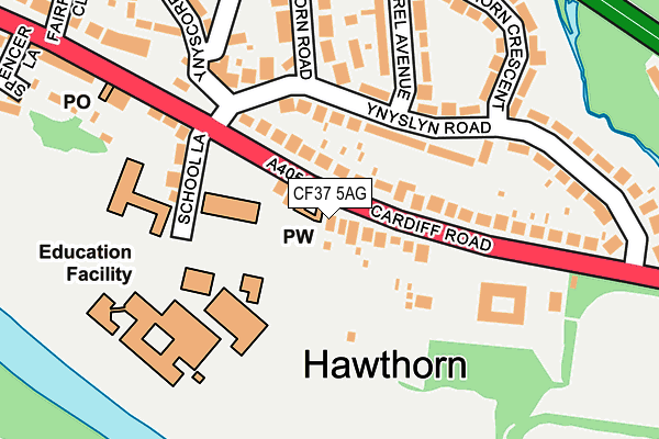 CF37 5AG map - OS OpenMap – Local (Ordnance Survey)