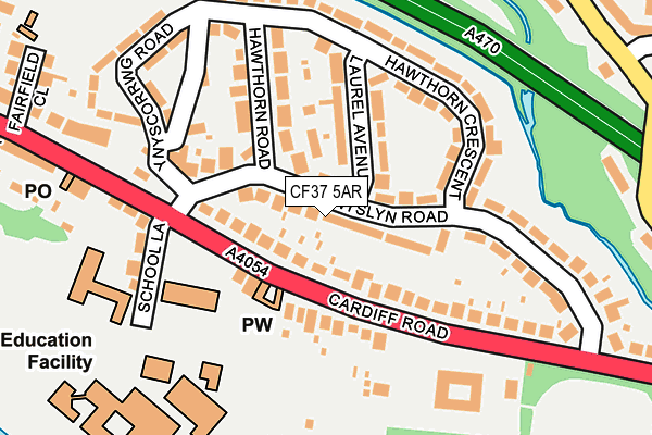CF37 5AR map - OS OpenMap – Local (Ordnance Survey)
